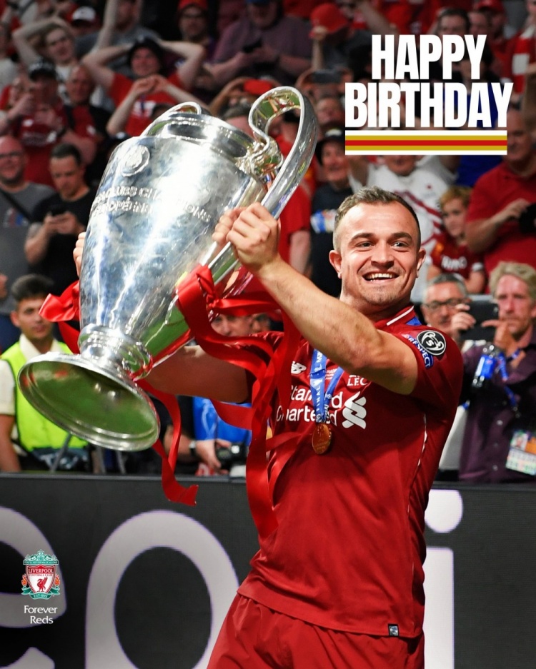 Liverpool chúc mừng sinh nhật 33 tuổi của Shaqiri, 3 năm gắn bó và 4 chức vô địch